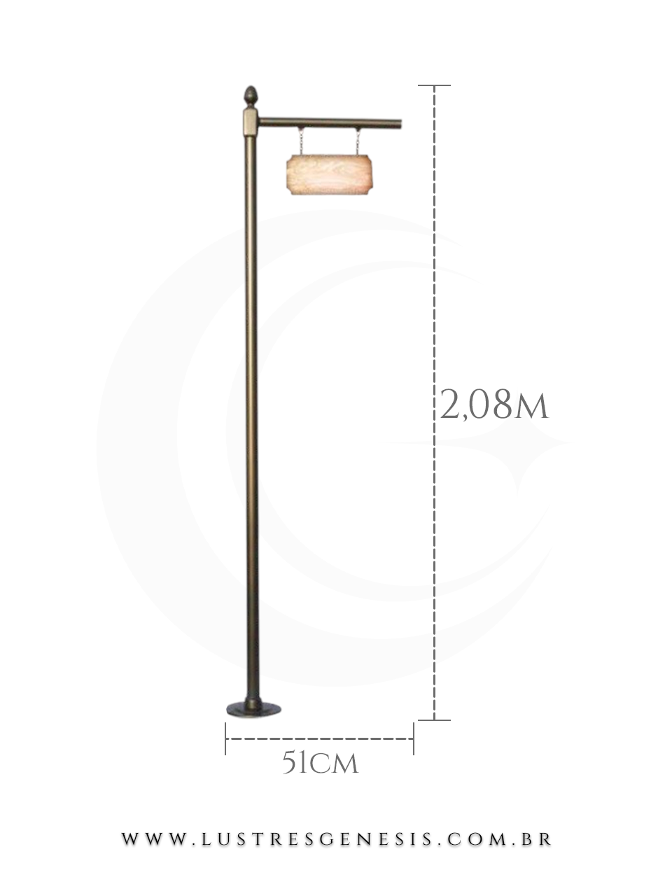 Poste de Jardim Colonial 2,08m Alumínio Fundido com Suporte para Placa Iluminação externa fachada, jardim e área gourmet